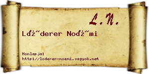 Lóderer Noémi névjegykártya